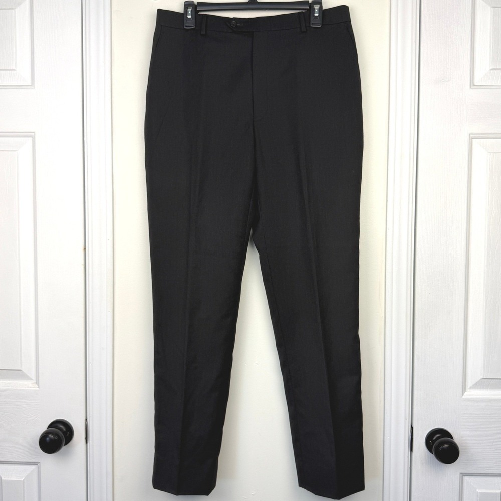 Jos. A. Bank 2-Piece Suit Mens 40R 33x31 Wool 2 Button Jacket Flat Front Black - Picture 4 of 16